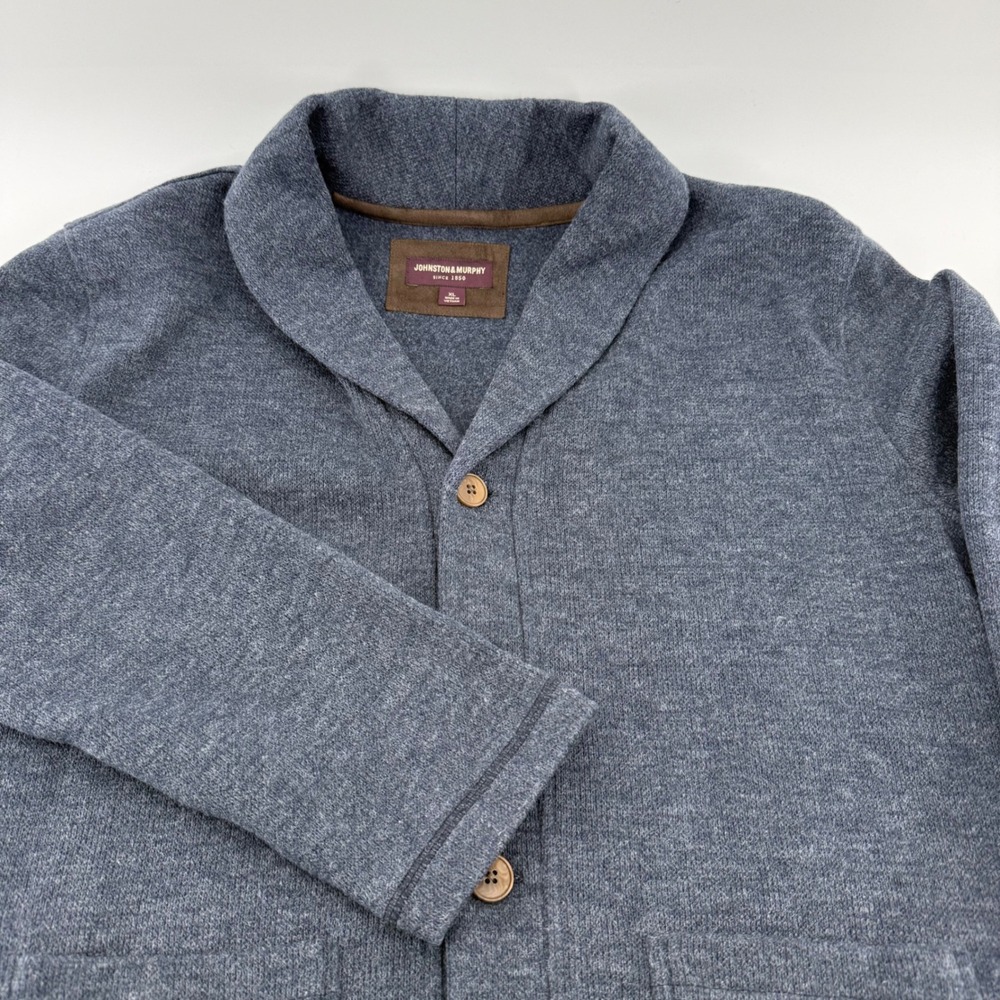 Johnston & Murphy Mens XL Blue Shawl Collar Button Cardigan Sweater 74-6522